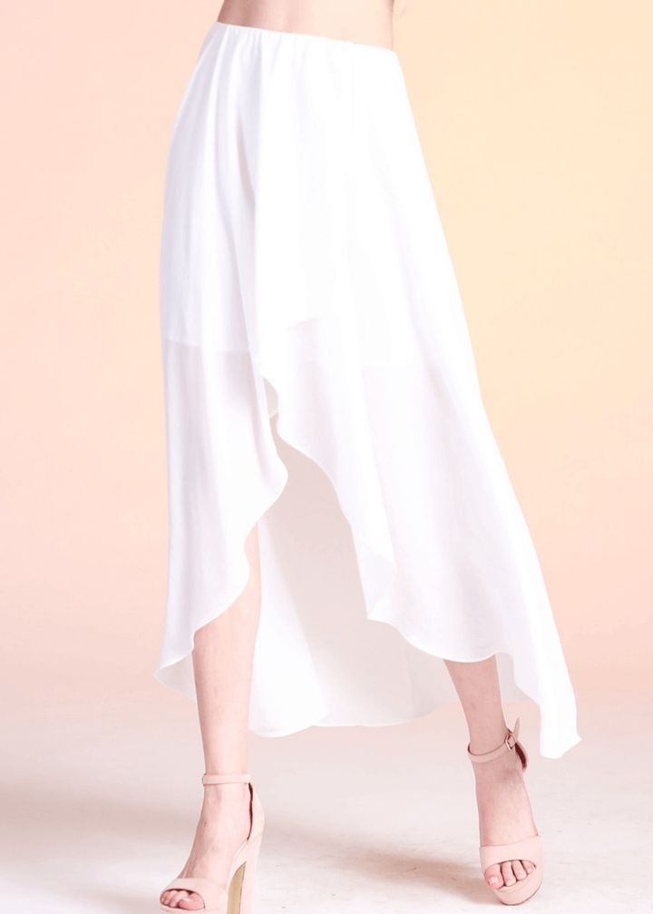 Elevate your everyday wardrobe with the Cascade High-Low Skirt in Ivory—a versatile piece that transitions seamlessly from casual to refined. Crafted from soft, lightweight satin washed twill, this maxi skirt drapes beautifully with a graceful cascading silhouette and striking high-low hem that flatters every stride. 