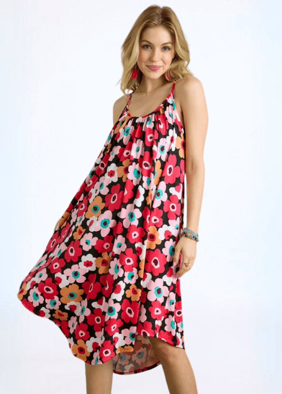 Made in USA | Ladies Colorful Print Spaghetti Straps Super Soft Summer Sun Dress for Beach, Vacation, Summer Parties  Classy Cozy Cool Women's Made in America Boutique