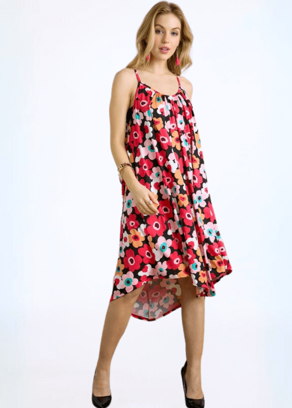 Made in USA | Ladies Colorful Print Spaghetti Straps Super Soft Summer Sun Dress for Beach, Vacation, Summer Parties  Classy Cozy Cool Women&