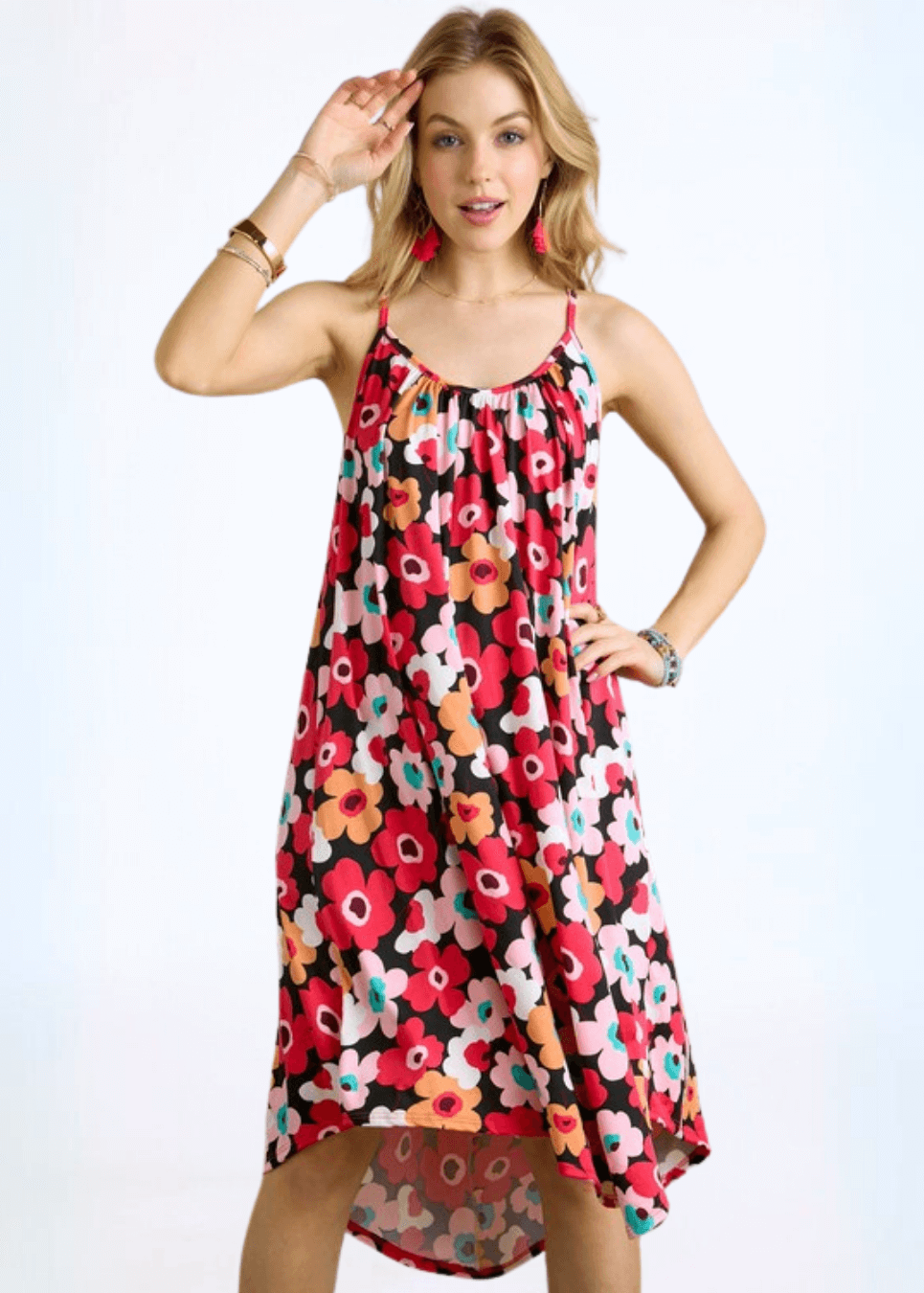 Made in USA | Ladies Colorful Print Spaghetti Straps Super Soft Summer Sun Dress for Beach, Vacation, Summer Parties  Classy Cozy Cool Women&
