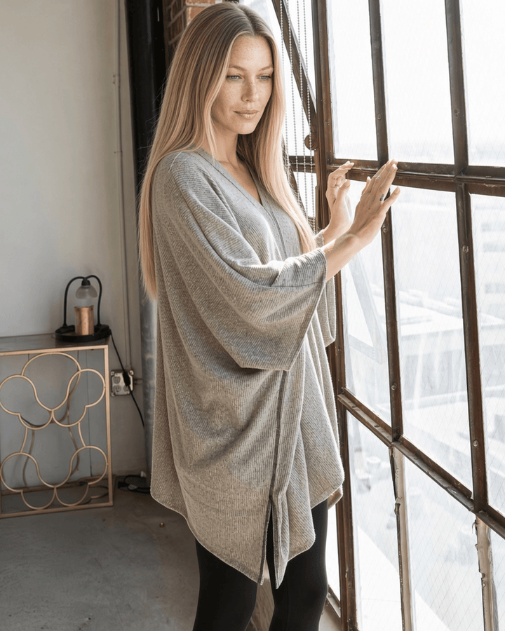 Versatile V-Neck Poncho with Reverse Stitching | Made in USA