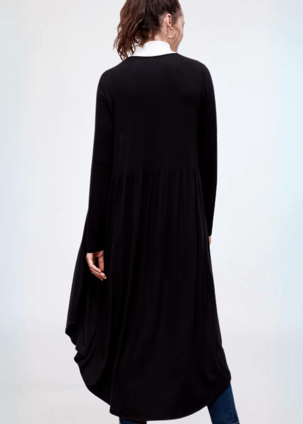 Made in USA Casual, Lightweight &amp; Oh So Soft Open Front Maxi Length Bamboo Duster for All Seasons in Black | Classy Cozy Cool Made in America Boutique