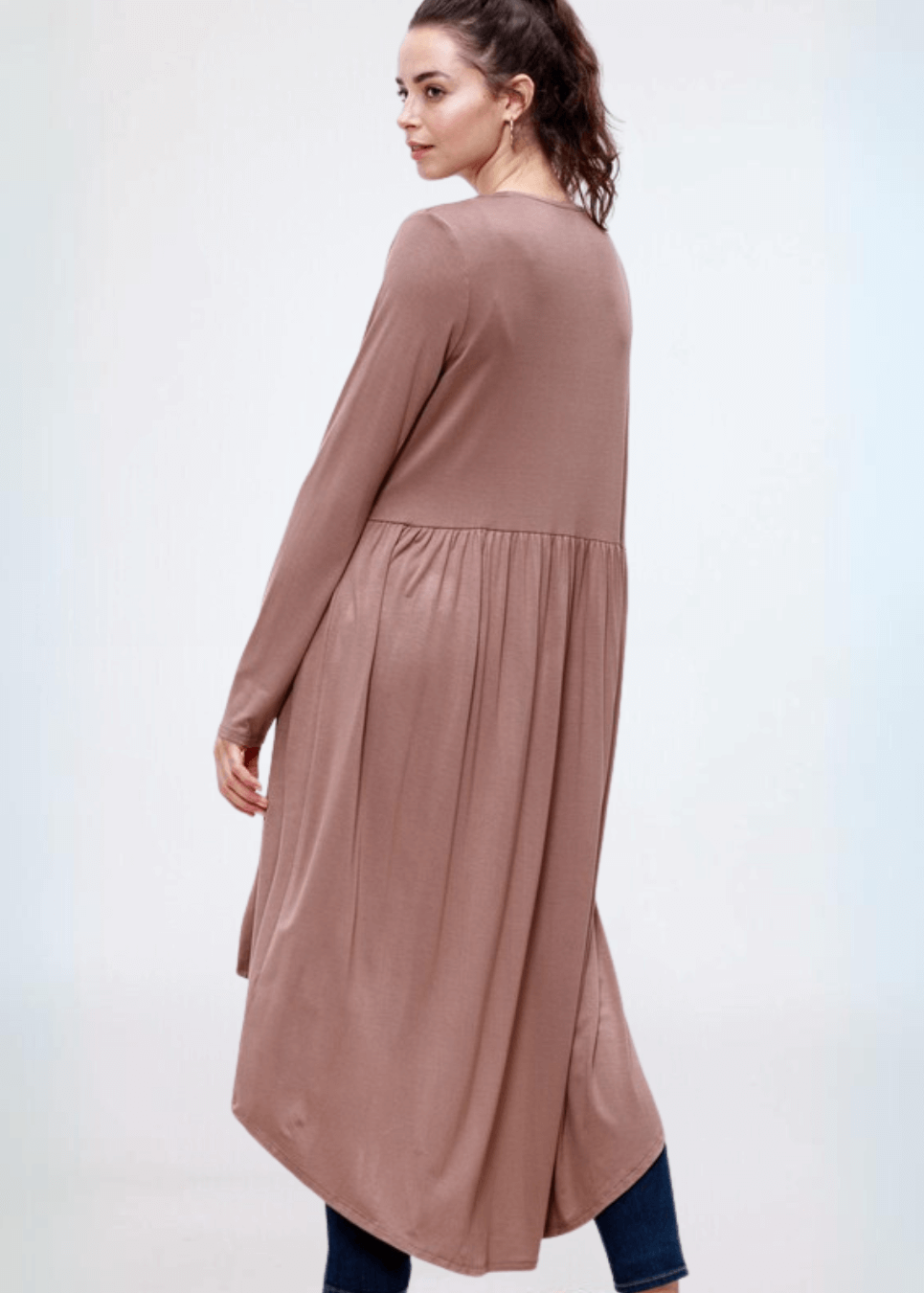 Made in USA Casual, Lightweight &amp; Oh So Soft Open Front Maxi Length Bamboo Duster for All Seasons in Light Camel Brown | Classy Cozy Cool Made in America Boutique