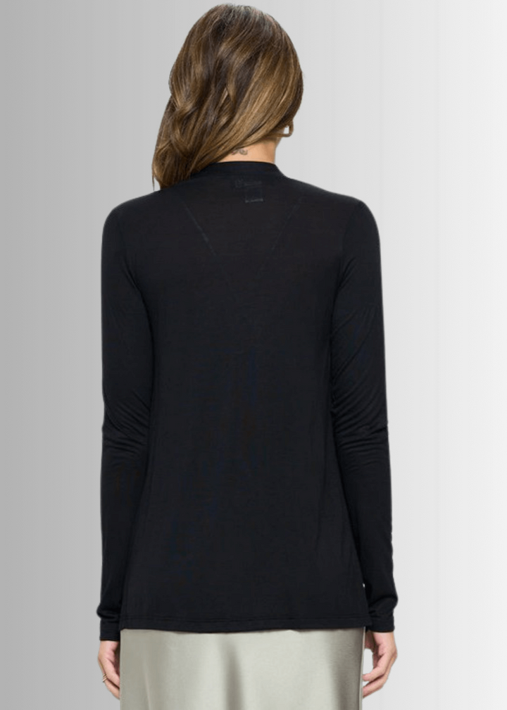 Ladies Lightweight Rayon Jersey Open Front Cardigan In Black| Renee C Style