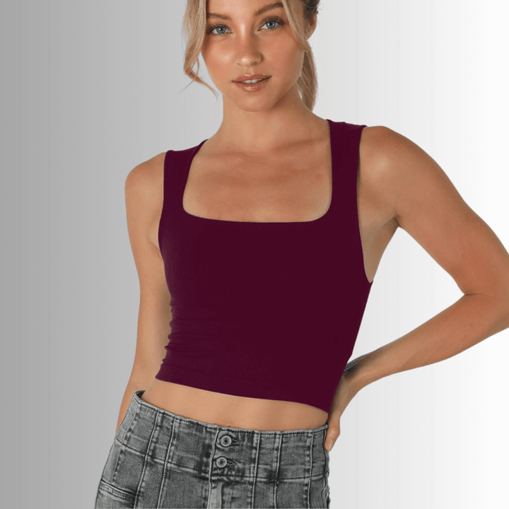 Made in USA Nikibiki Clean Line Seamless Square Neck Bra Top Style NS8252 in Fig | Modern simplicity and style | Classy Cozy Cool Made in America Boutique