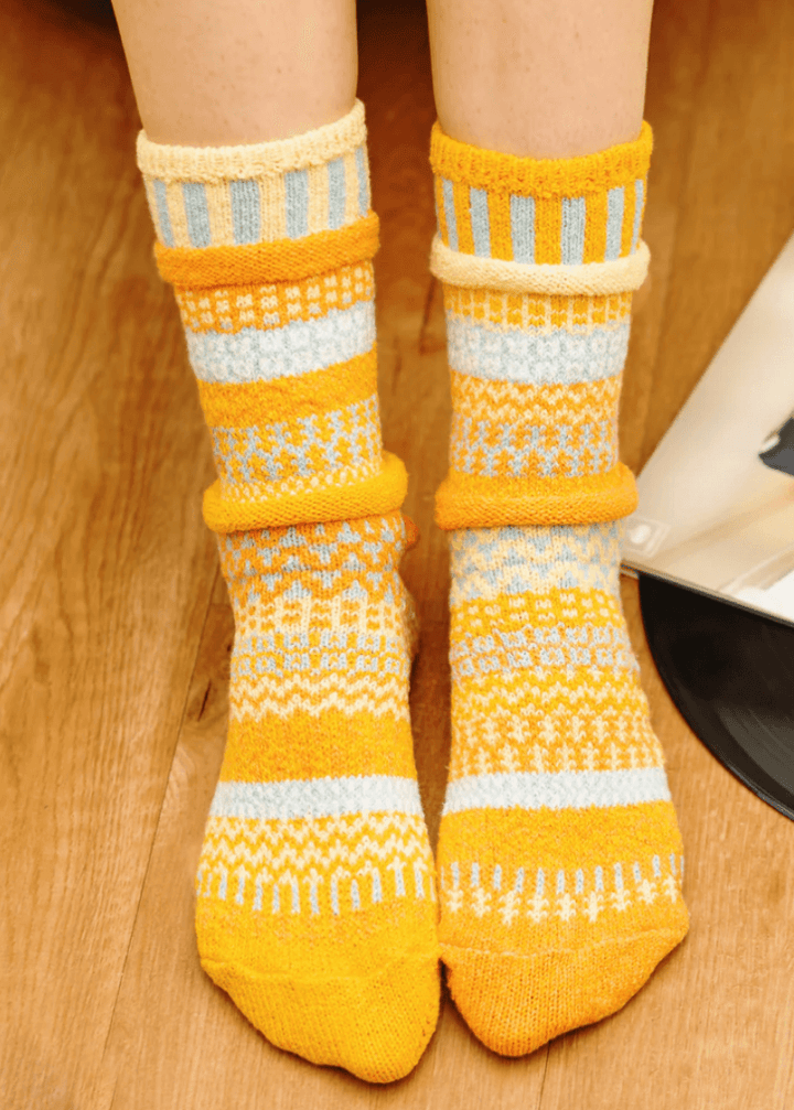 Made with Love in the USA, Solmate CLEMENTINE Knitted Crew Socks are delightfully mismatched &amp; so very cozy and comfortable.  Classy Cozy Cool Women&