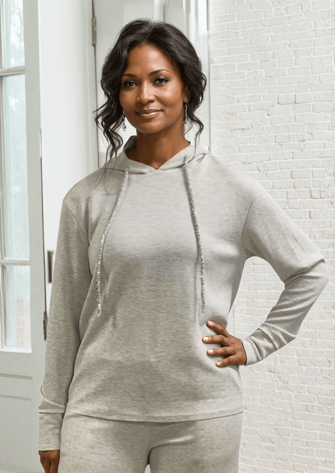 Made in USA Super Soft Relaxed Fit Matching Zip Hoodie and Pant, Material Compares to LuLulemon Scuba Line Wrinkle Resistant Medium Weight Material Feels Ultra Lightweight and Soft Side Pockets in Heather Oatmeal