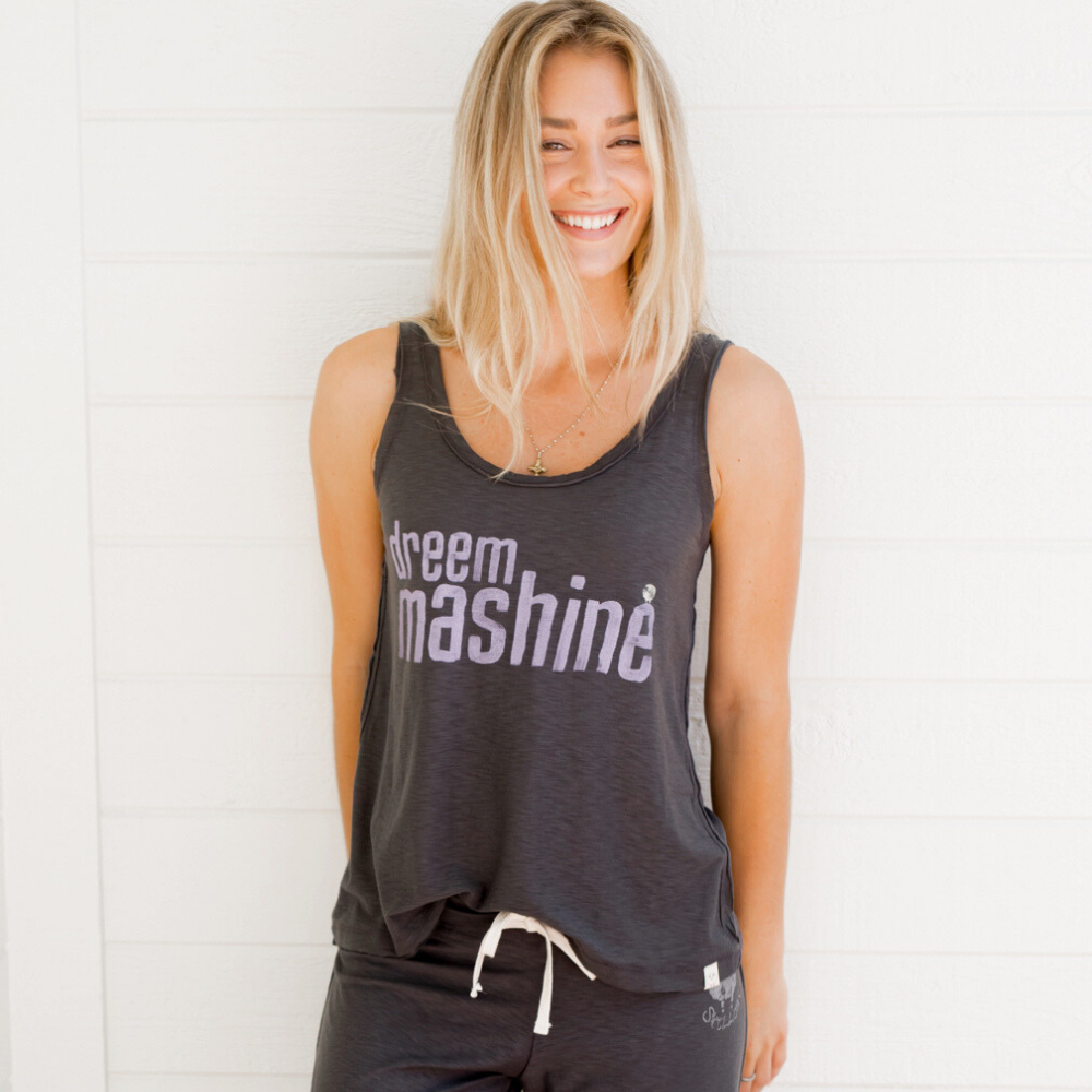 Sleepaholik "dreem mashine" Ladies Sleep Tank Top Made in USA with Fabric that is Made in USA! New Trendy Light & Luxurious Loungewear Line! 
