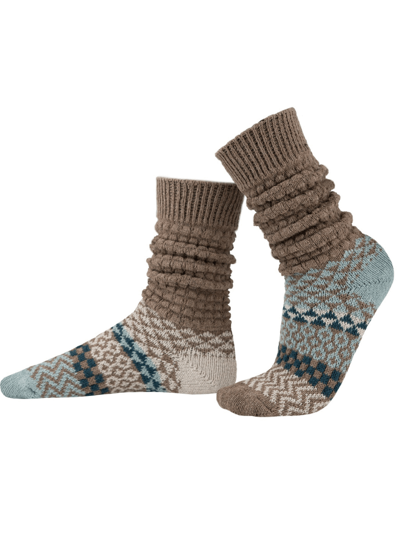 Solmate DRIFTWOOD Knitted Fusion Slouch Socks | Made in USA | These socks are delightfully mismatched &amp; so very comfortable.  American Made Women&