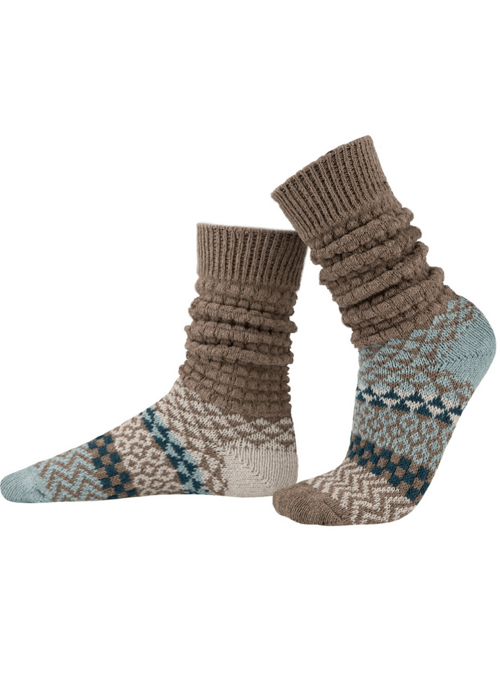 Solmate DRIFTWOOD Knitted Fusion Slouch Socks | Made in USA | These socks are delightfully mismatched &amp; so very comfortable.  American Made Women&