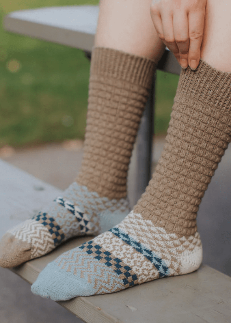 Solmate DRIFTWOOD Knitted Fusion Slouch Socks | Made in USA | These socks are delightfully mismatched &amp; so very comfortable.  American Made Women&