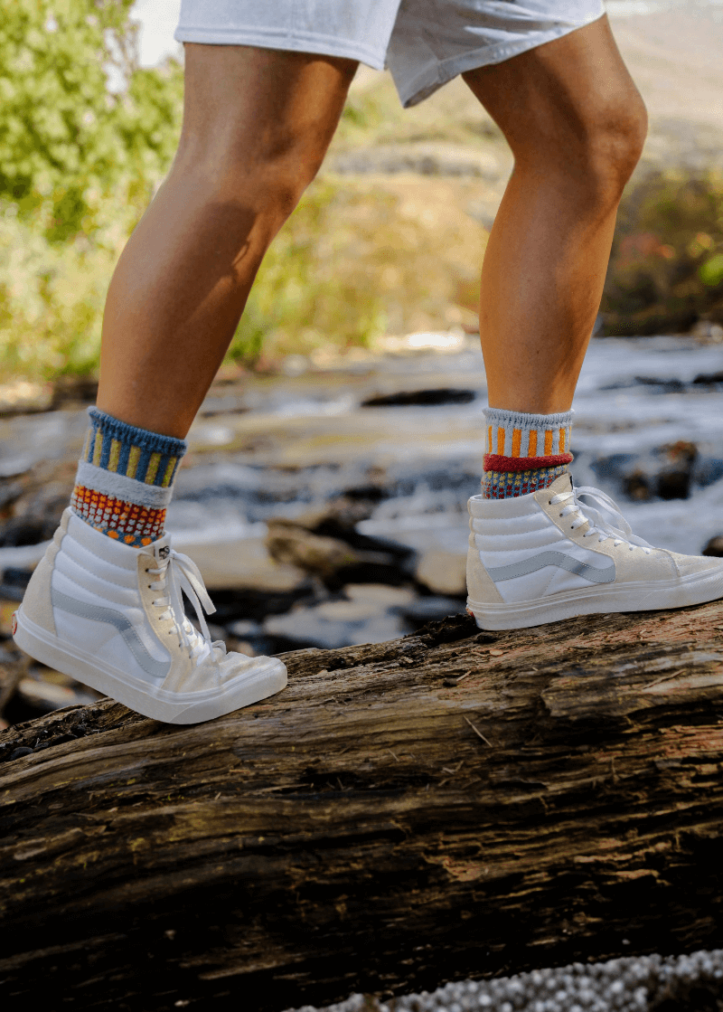 Solmate FIG Knitted Crew Socks | Made in USA | These socks are delightfully mismatched &amp; so very comfortable.  American Made Women&