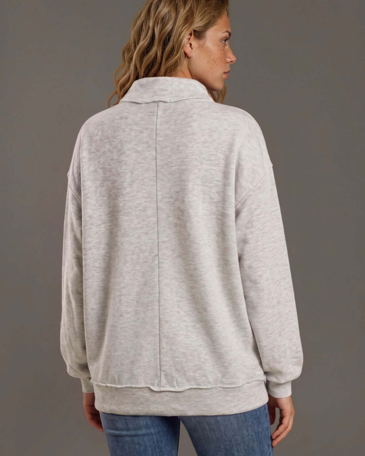 graphic gameday mock neck sweatshirt in heather grey. Oversized, super soft, made in USA. Perfect gameday top. Sizes S–L.