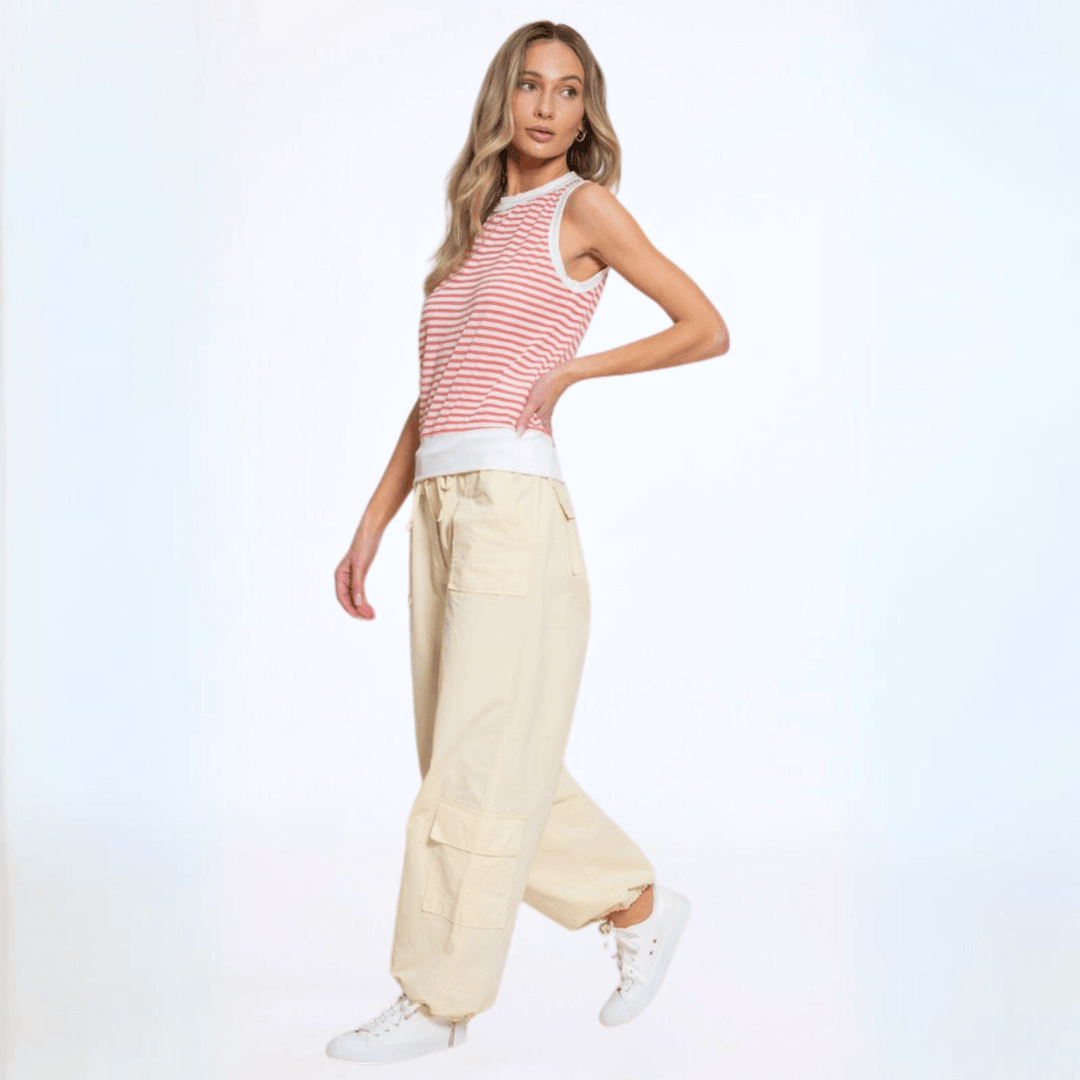 Light &amp; Lux Semi Sheer Striped Tank CLEARANCE FINAL SALE