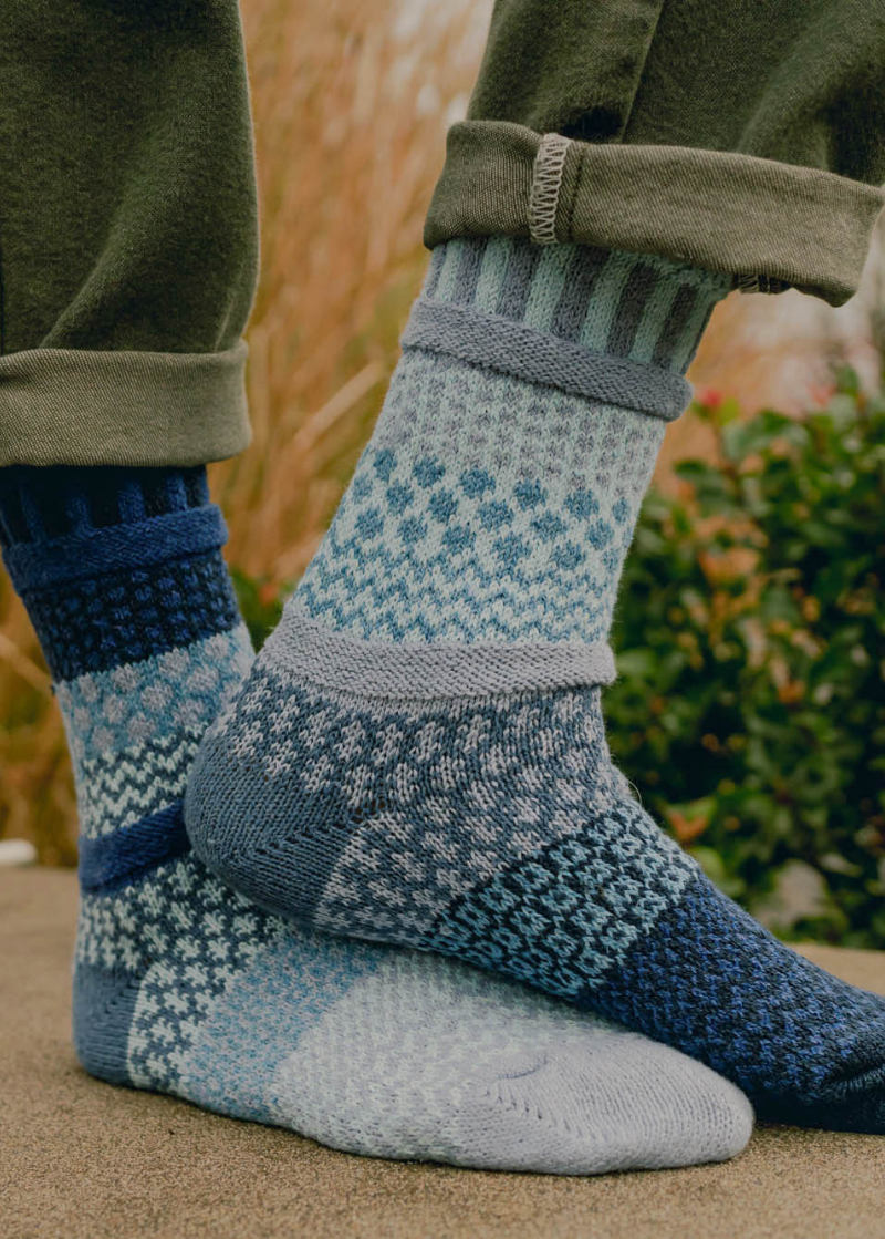 Solmate Socks Horizon Knitted Crew Socks Proudly Made USA | These socks are delightfully mismatched &amp; so very comfortable. American Made Clothing