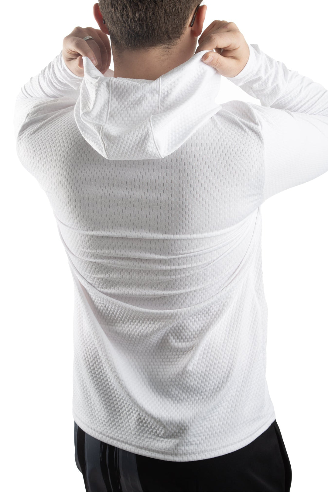 Made in USA. WSI Sportswear Men’s Illusion Mesh Sun Hoodie. Lightweight. Stretch. Breathable. Built-in UPF 50 Sun Protection.
