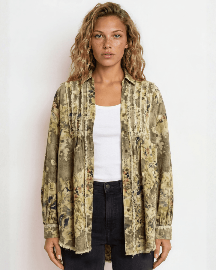 Jaded Gypsy Vintage Army Green Floral Jacket
