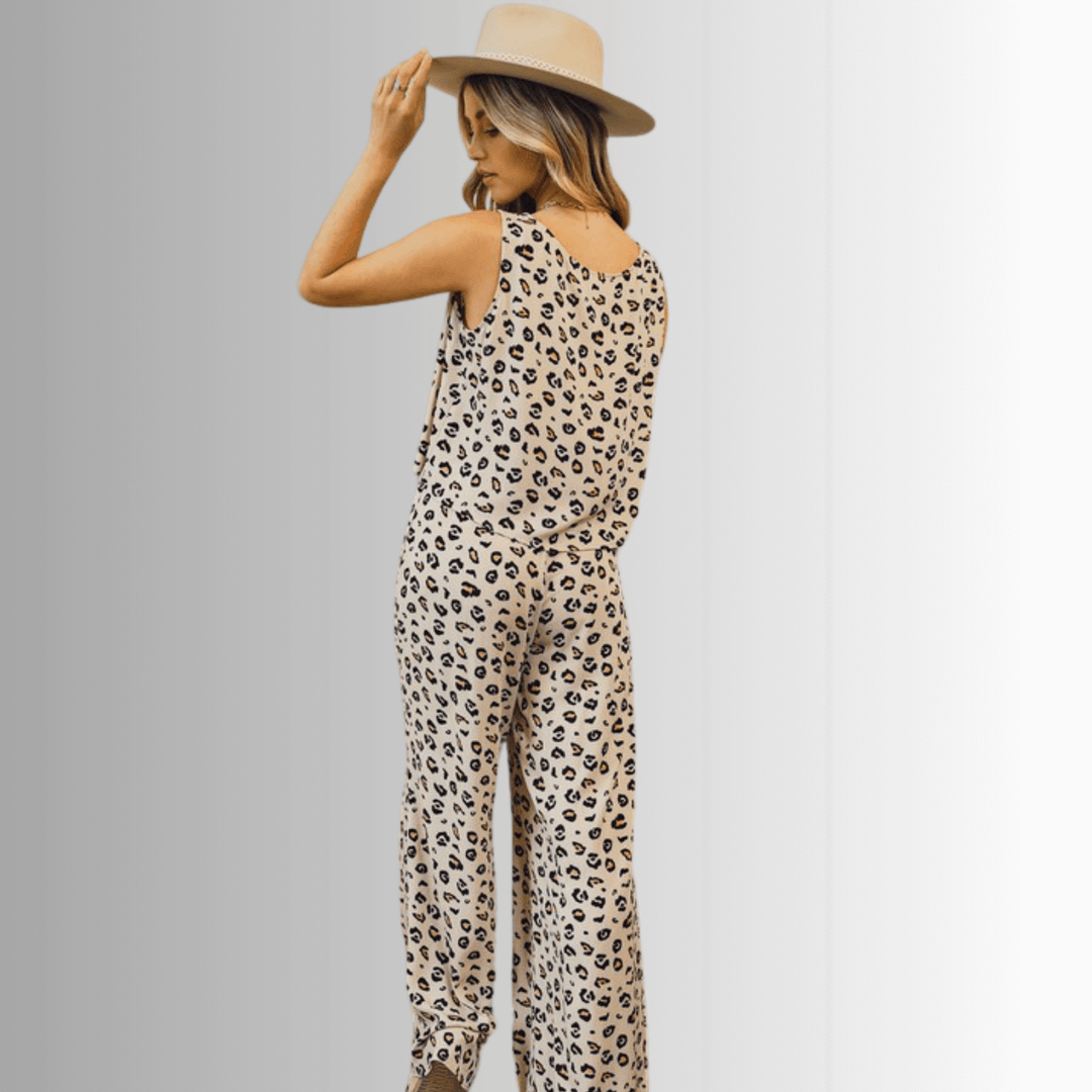 USA Made Animal Print crop muscle top and palazzo pants 2 piece set by Phil Love in Mint or Beige | Classy Cozy Cool Women&