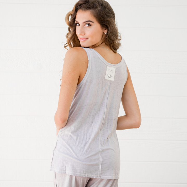 Sleepaholik "Love to Nap" Graphic Ladies Lounge Tank Top Made in USA with Fabric that is Made in USA! | Classy Cozy Cool Women&