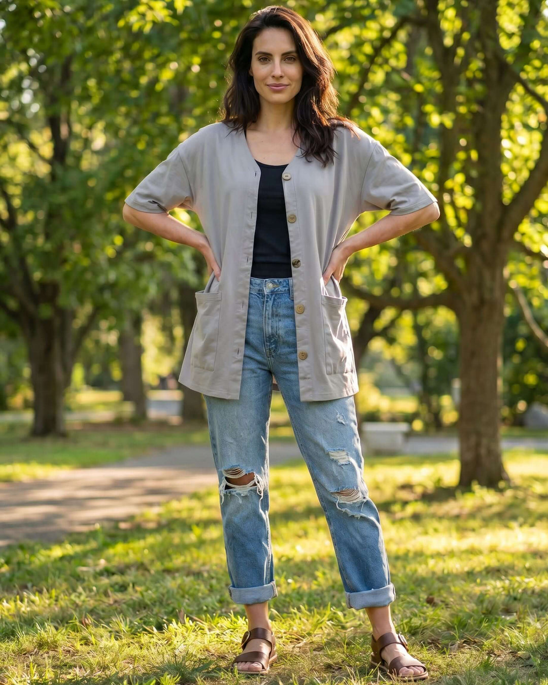 The Mary K Farm Smock — loose fit organic cotton jacket with XL pockets. USA grown, milled &amp; sewn. Pre-shrunk, chemical free. Sizes S–XL.