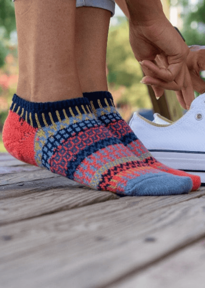 Solmate MASALA Knitted Ankle Socks | Made in USA | These socks are delightfully mismatched &amp; so very comfortable.  American Made Women&