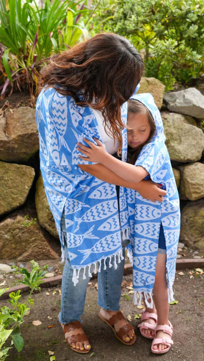 Shop the Beachables Mid Length Cover-Up — handcrafted in the USA from soft Turkish Cotton. Knee-length, tassel hem, vibrant stripes. Perfect for beach, resort &amp; vacation.