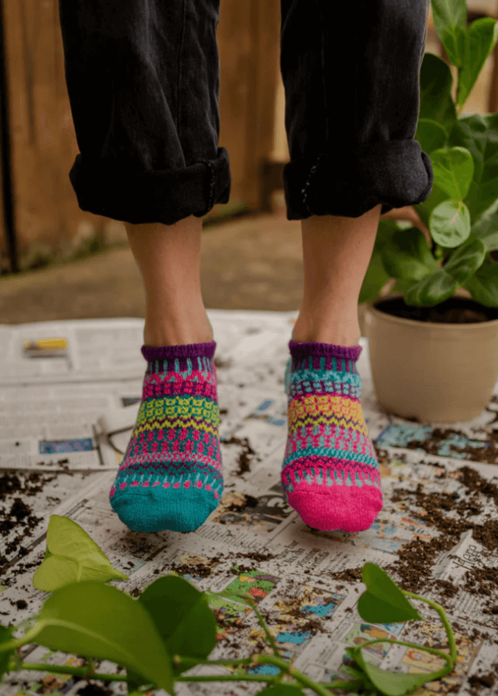 Solmate MORNING GLORY Knitted Ankle Socks | Made in USA | These socks are delightfully mismatched &amp; so very comfortable.  American Made Women&