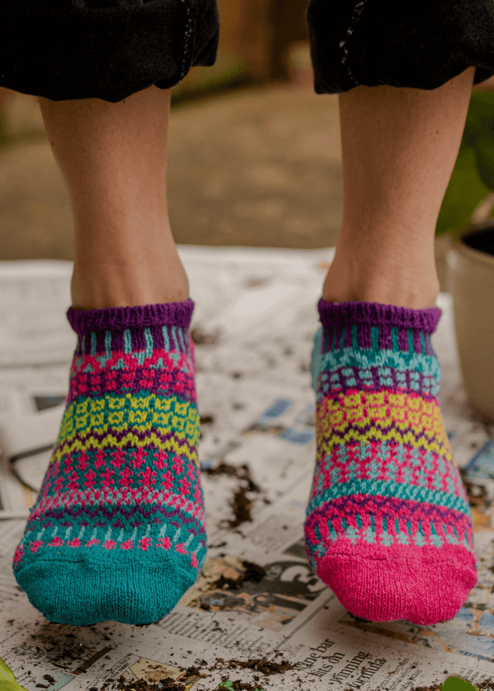 Solmate MORNING GLORY Knitted Ankle Socks | Made in USA | These socks are delightfully mismatched &amp; so very comfortable.  American Made Women&