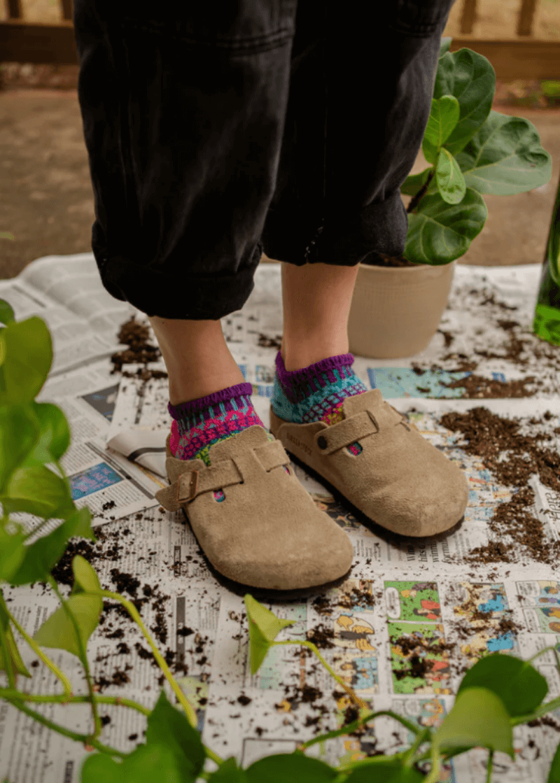 Solmate MORNING GLORY Knitted Ankle Socks | Made in USA | These socks are delightfully mismatched &amp; so very comfortable.  American Made Women&