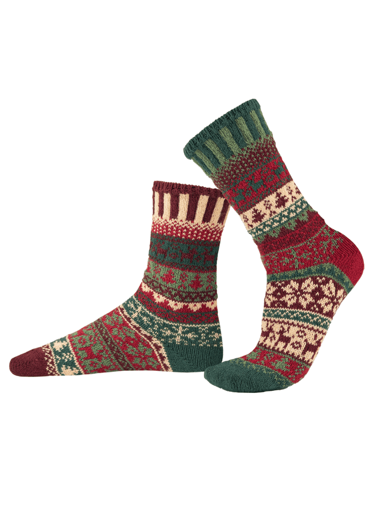Solmate Socks NOEL Christmas Knitted Crew Socks Proudly Made USA | These socks are delightfully mismatched &amp; so very comfortable. American Made Clothing