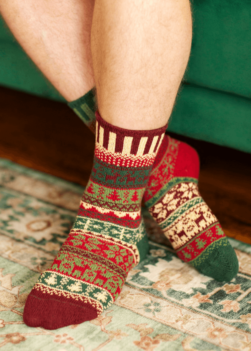 Solmate Socks NOEL Christmas Knitted Crew Socks Proudly Made USA | These socks are delightfully mismatched &amp; so very comfortable. American Made Clothing