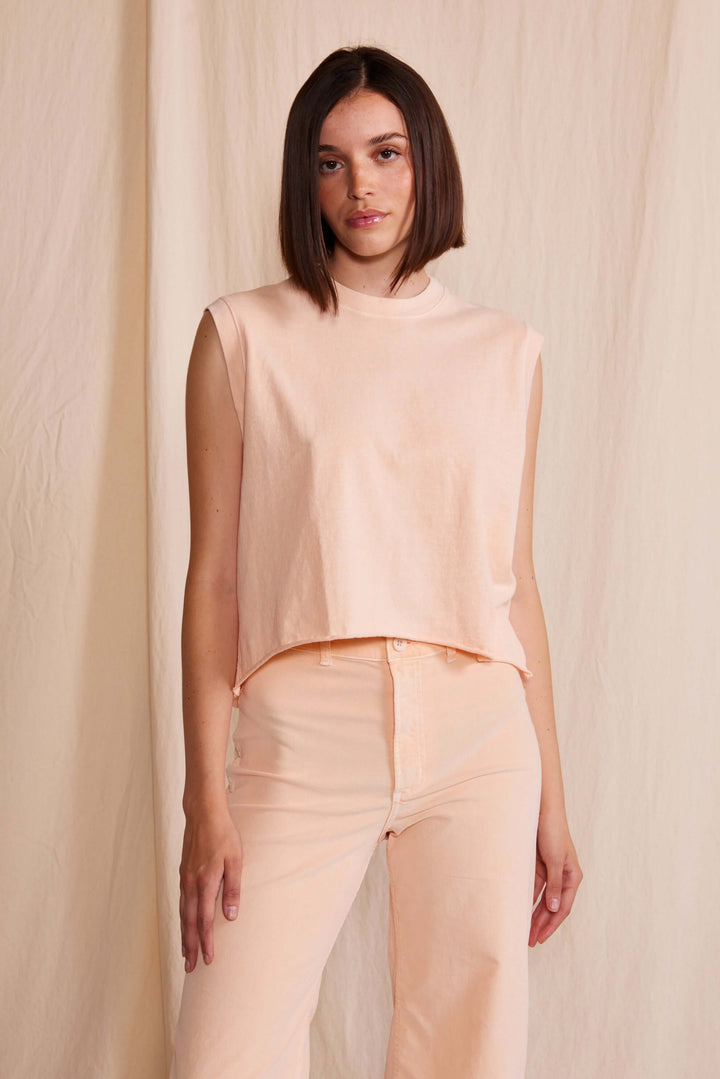 Ana Tank by People of Leisure — 100% organic cotton, relaxed fit, sleeveless in 6 colors. Ethically made in LA. Sizes XS–XL.