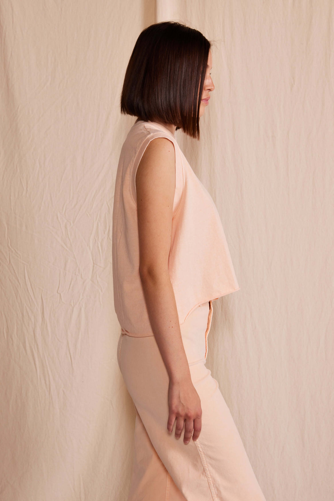 Ana Tank by People of Leisure — 100% organic cotton, relaxed fit, sleeveless in 6 colors. Ethically made in LA. Sizes XS–XL.