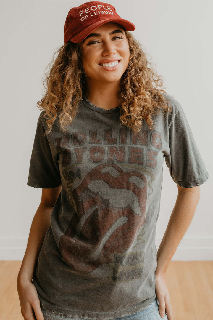 Rolling Stones Voodoo Sunkissed Tee by People of Leisure — 100% organic cotton, distressed graphic tee in Vintage Black. Made in LA. Sizes XS–XL