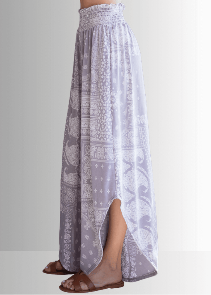 BoHo Light Gray wide Leg Paisley Print Design Pants | Brand: Bucket List Style 