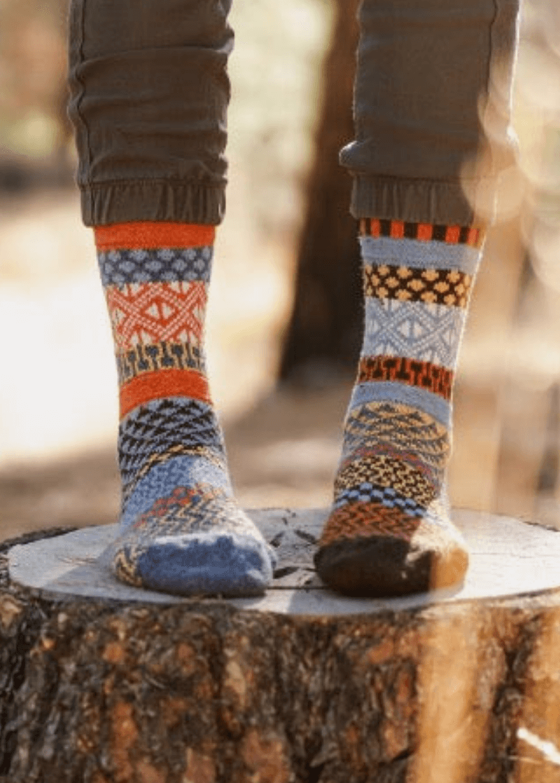 Solmate PONDEROSA Wool Blend Knitted Crew Socks | Made in USA | These socks are delightfully mismatched &amp; so very comfortable.  Classy Cozy Cool 