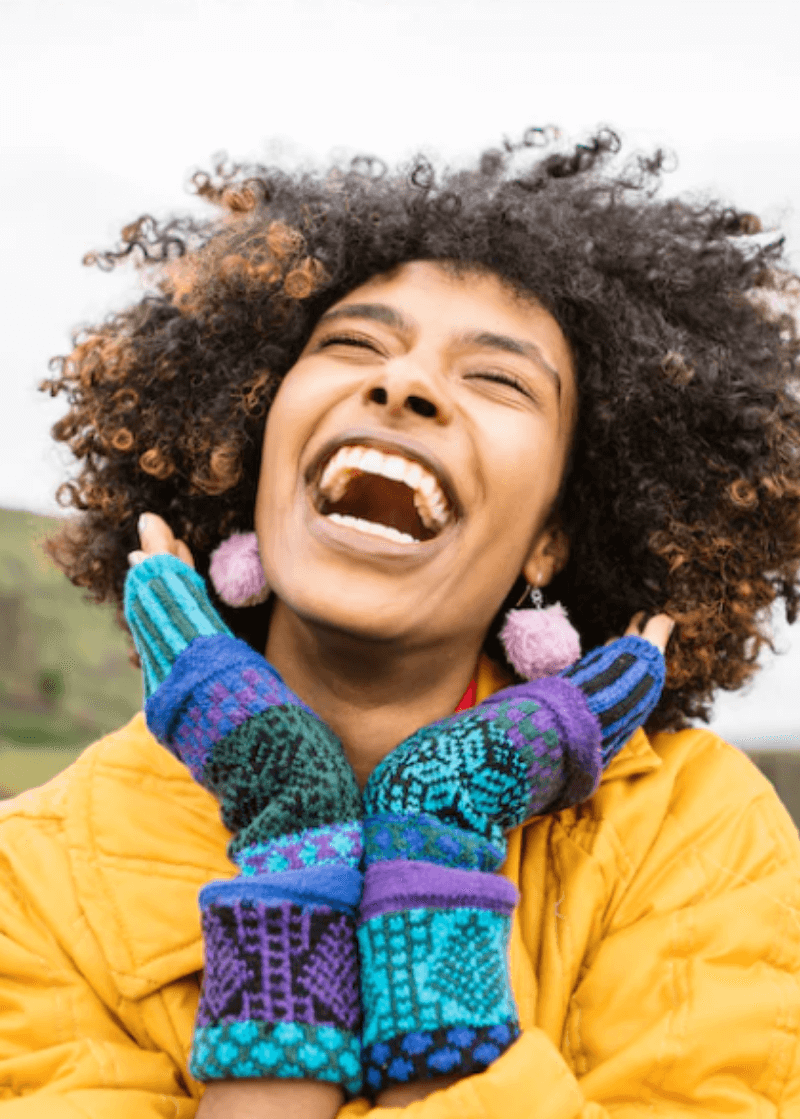 Solmate RASPBERRY Knitted Fingerless Mittens with Colors: turquoise, purple, black, lilac, royal blue. | Made in USA | Classy Cozy Cool Women&