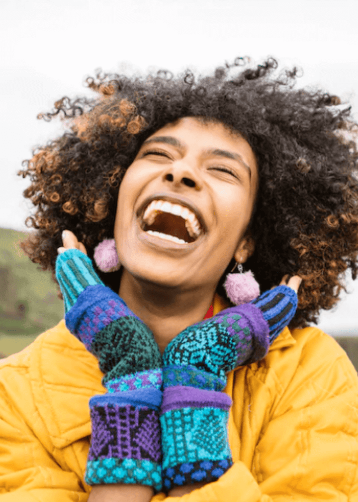 Solmate RASPBERRY Knitted Fingerless Mittens with Colors: turquoise, purple, black, lilac, royal blue. | Made in USA | Classy Cozy Cool Women&