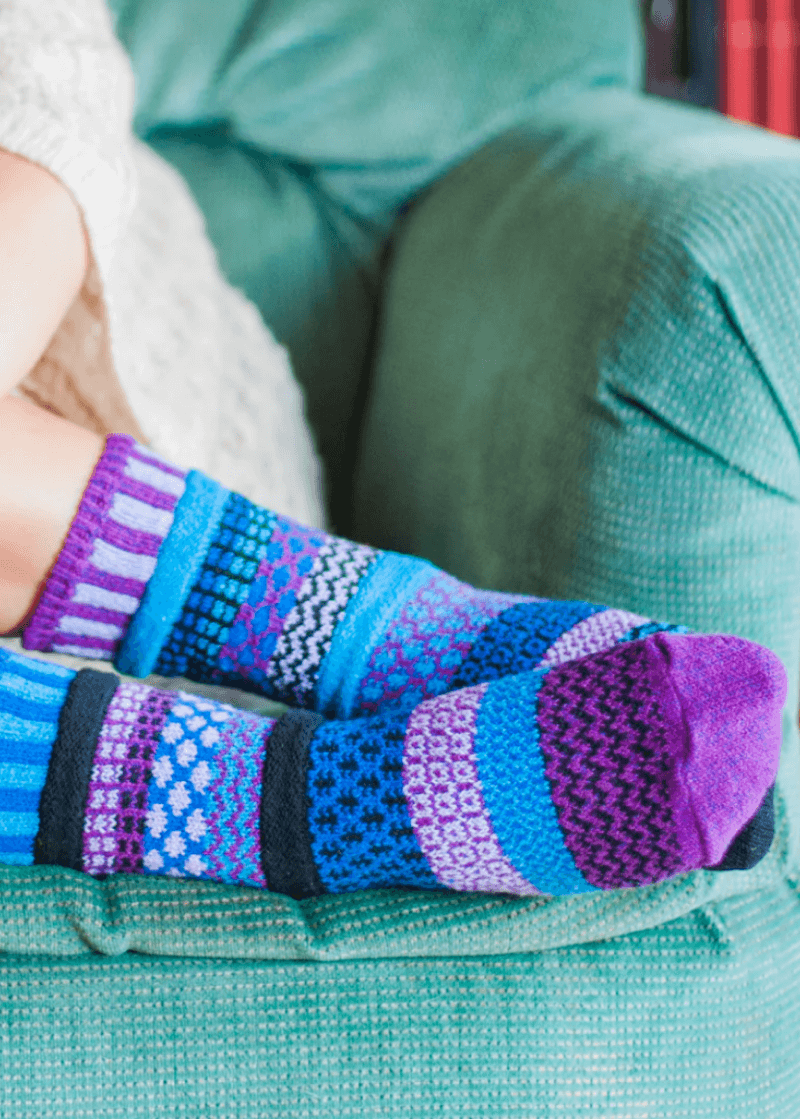 Solmate RASPBERRY Knitted Crew Socks Proudly Made USA | These socks are delightfully mismatched &amp; so very comfortable.  Classy Cozy Cool Women&
