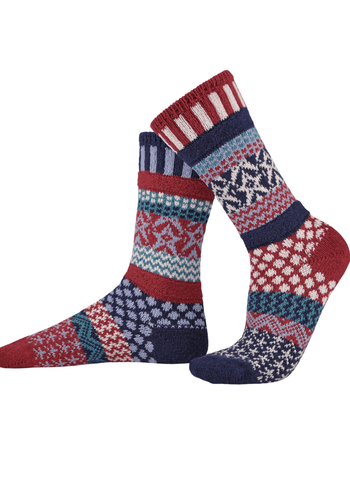 Solmate STARS AND STRIPES Knitted Crew Socks | Made in USA | These socks are delightfully mismatched &amp; so very comfortable.  American Made Women&