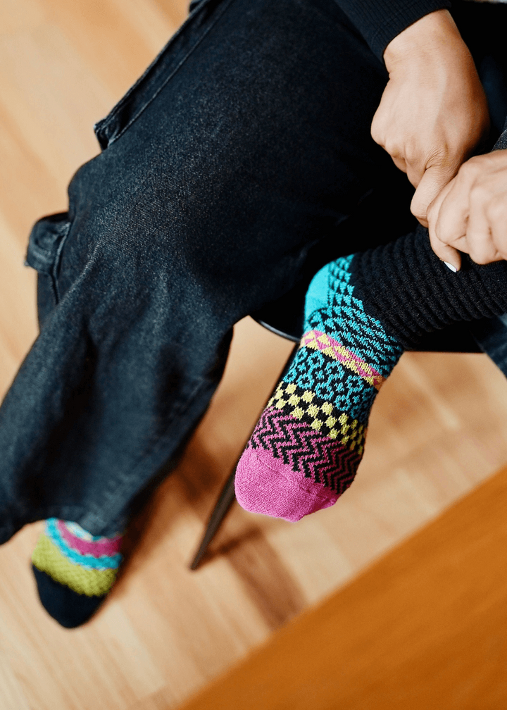 Solmate TETRA Knitted Fusion Slouch Socks | Made in USA | These socks are delightfully mismatched &amp; so very comfortable.  American Made Women&