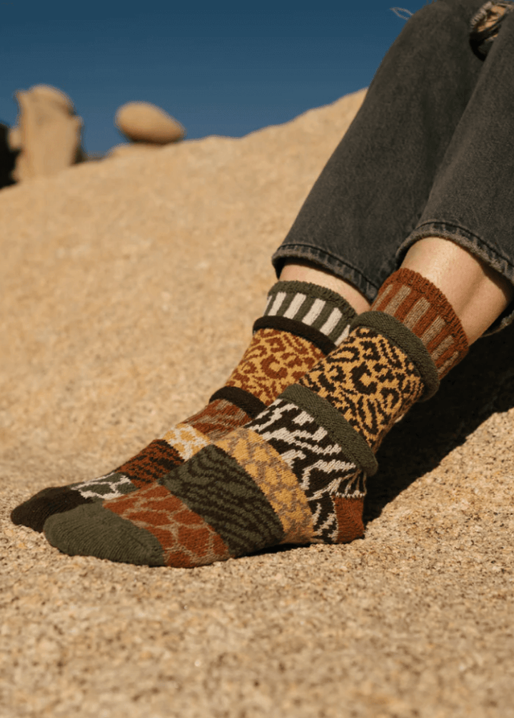 Solmate SAVANNAH Knitted Crew Socks | Made in USA | These socks are delightfully mismatched &amp; so very comfortable.  American Made Women&
