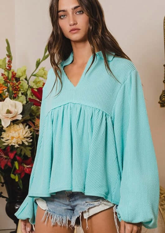 Textured Aqua Blue Women&