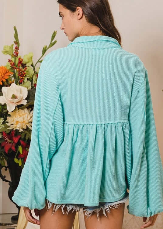 Textured Aqua Blue Women&
