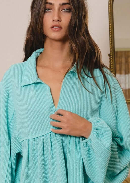 Textured Aqua Blue Women&