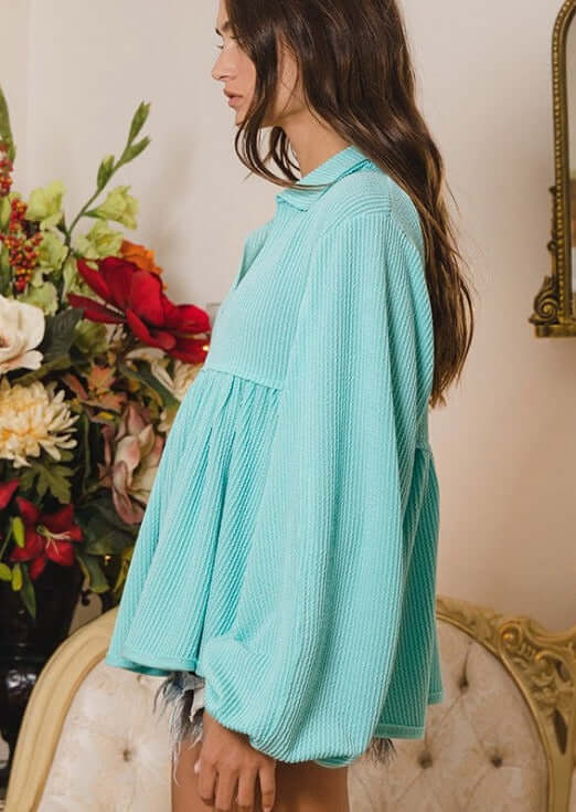 Textured Aqua Blue Women&