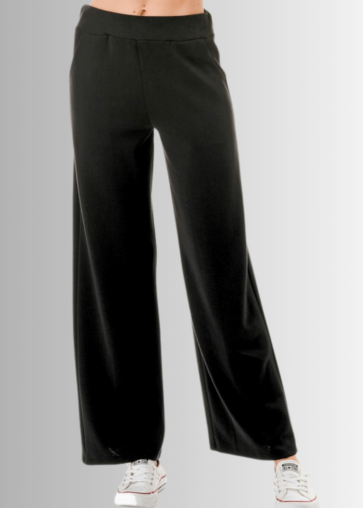 Made in USA Super Soft Relaxed Fit Pant Material Compares to LuLulemon Scuba Line Wrinkle Resistant Medium Weight Material Feels Ultra Lightweight and Soft Side Pockets in Black
