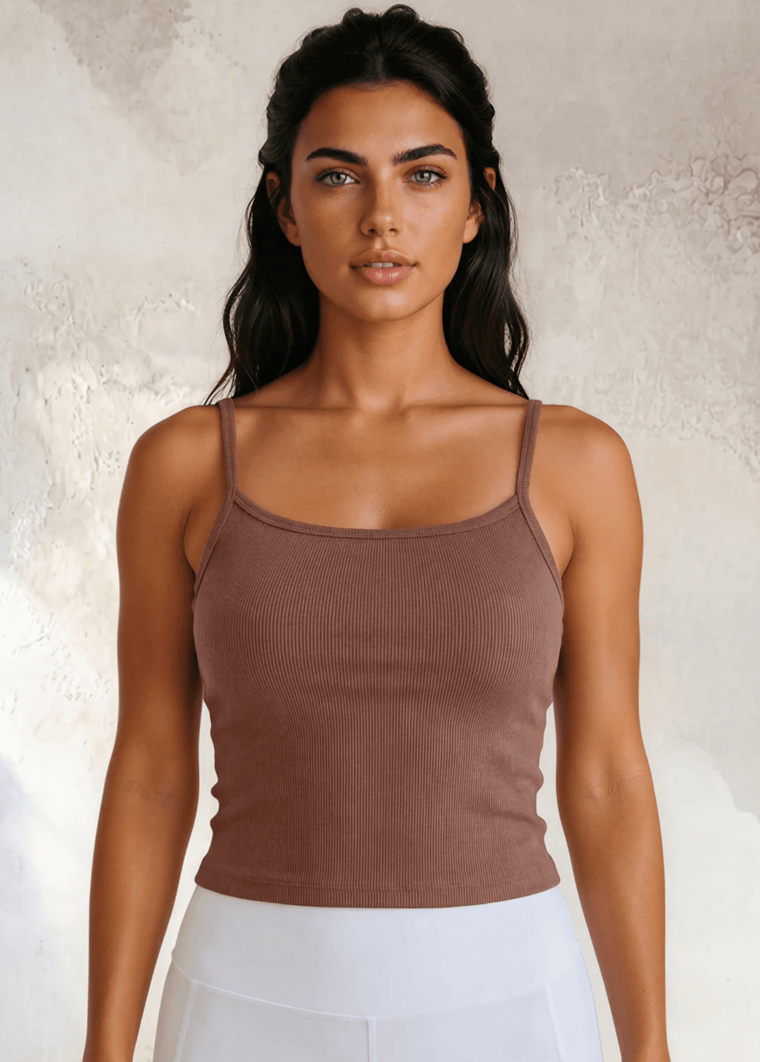 The Strappy by Bra30 — The "After Bra" You'll Live In Meet your new everyday essential. The Strappy is a cotton short ribbed crop top with thin straps in Brick, Proudly Made in USA