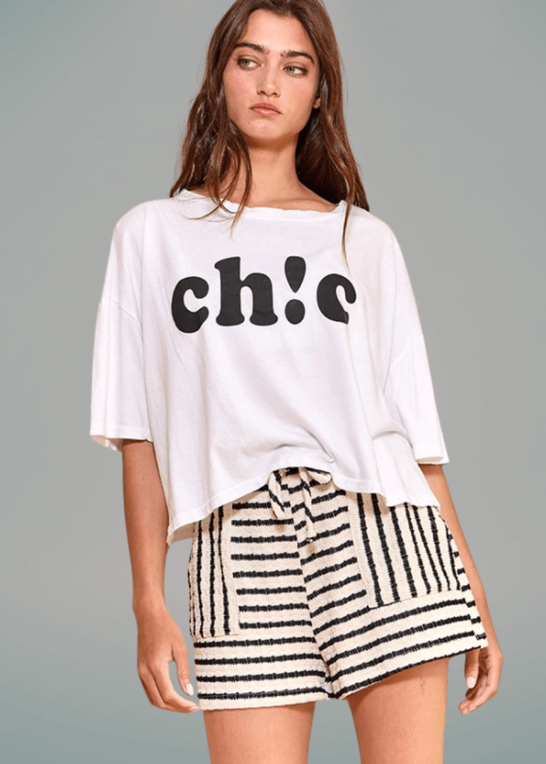 Cotton Blend Textured Striped Shorts