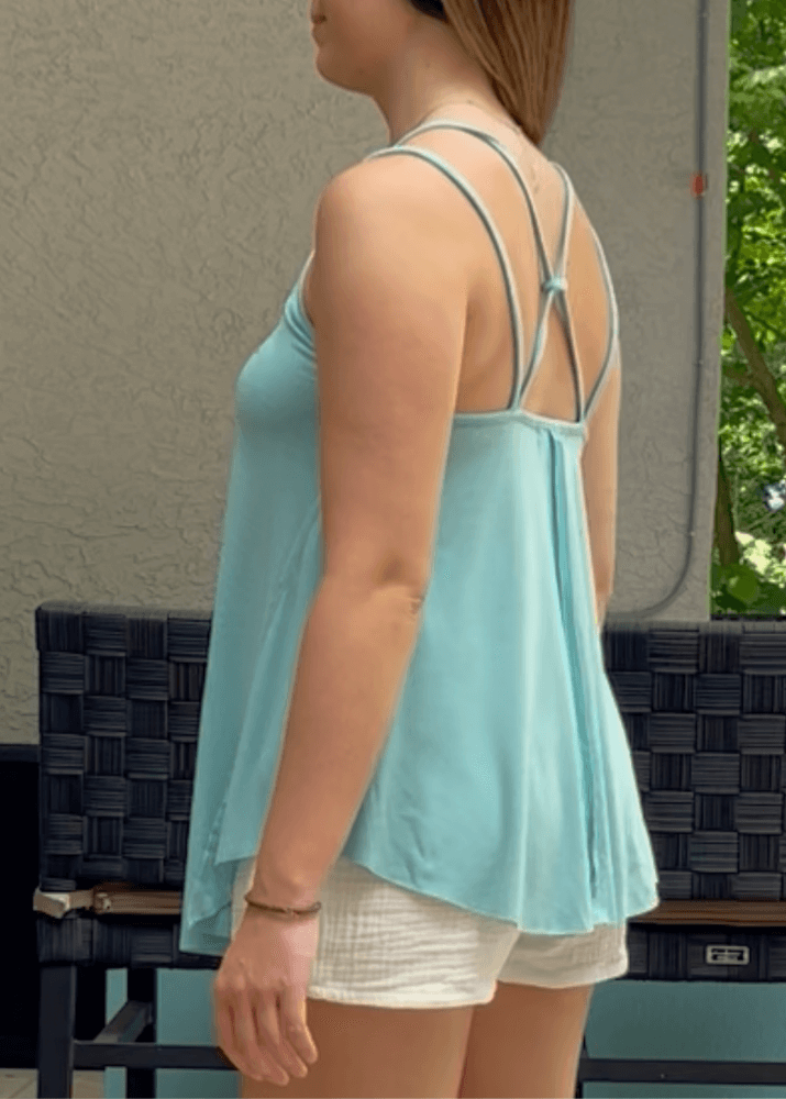 Mint Green Strappy Crossed Back Soft Flowy Ladies Tank Top  | Brand: Bucket List | Style 